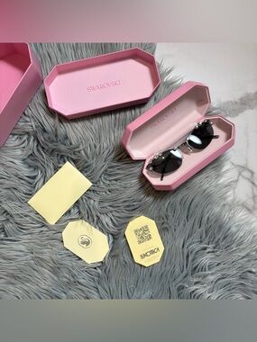 Swarovski constella crystal embellished cat eye sunglasses in silver